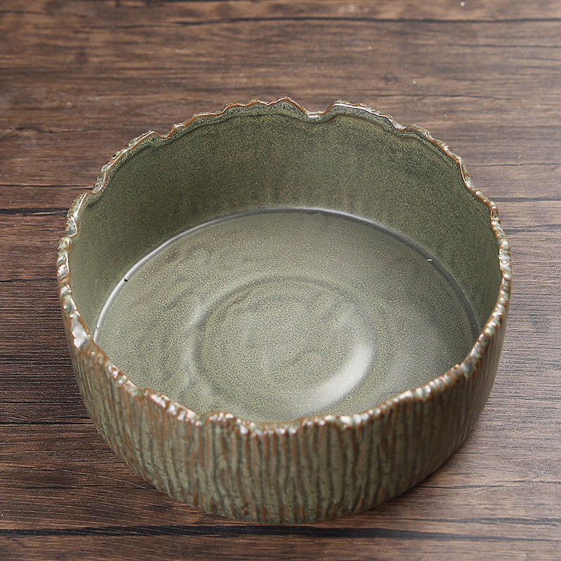 Interior view of ceramic planter with smooth sage glaze and wide planting area
