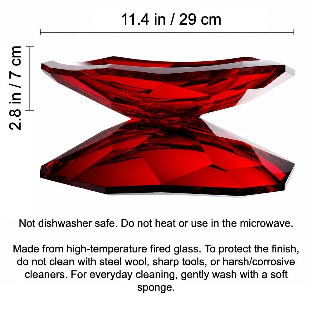 Faceted crystal glass centerpiece bowl size and care details with 11.4 in diameter and 2.8 in height