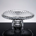 Clear fluted glass pedestal centerpiece bowl displayed from the front