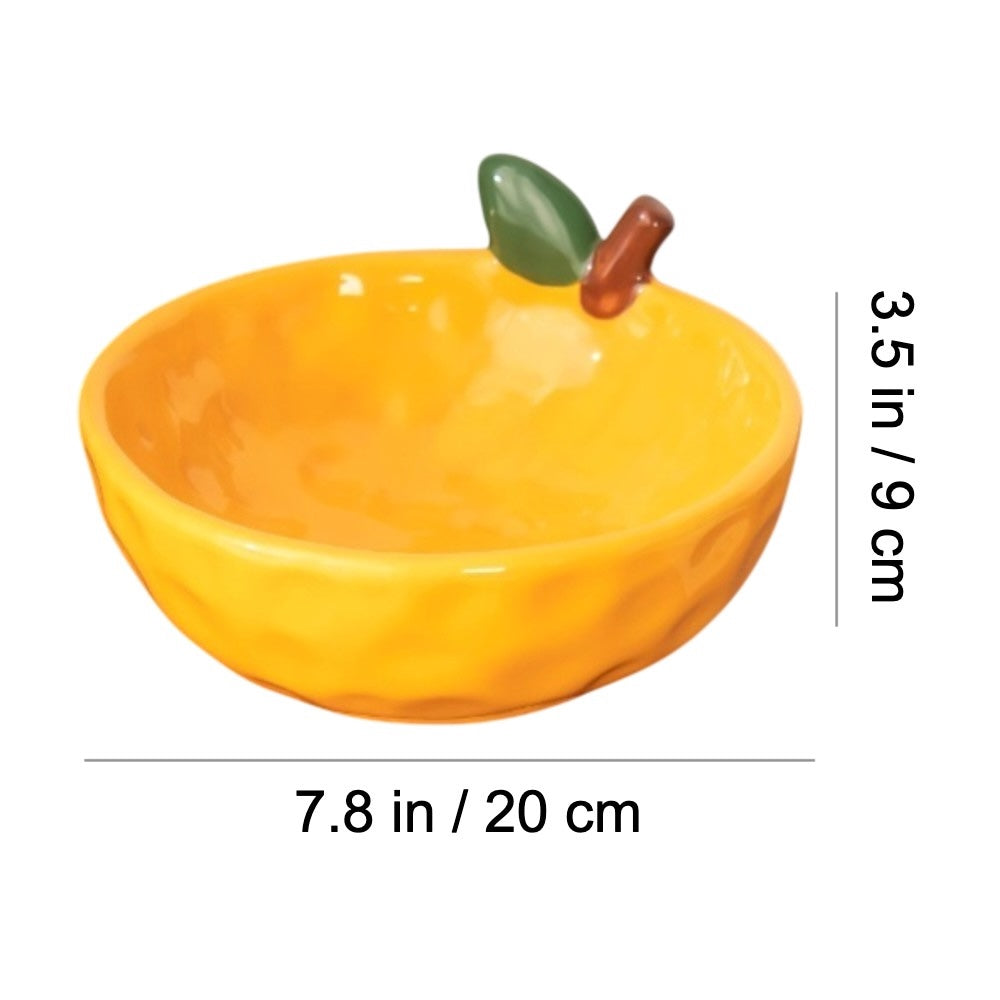 Dimensions of large yellow fruit-inspired ceramic serving bowl, 20 cm wide and 9 cm high