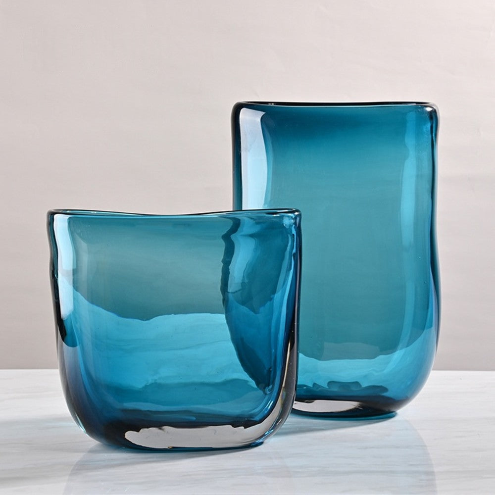 Hand Blown Teal Glass Vase
