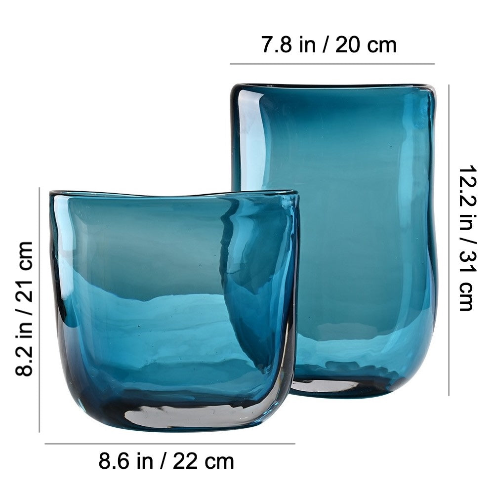 Hand Blown Teal Glass Vase