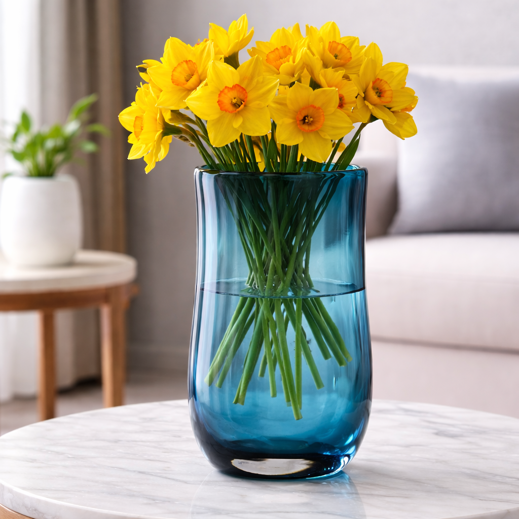 Hand Blown Teal Glass Vase