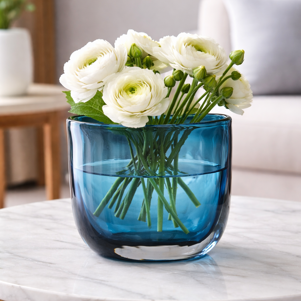 Hand Blown Teal Glass Vase
