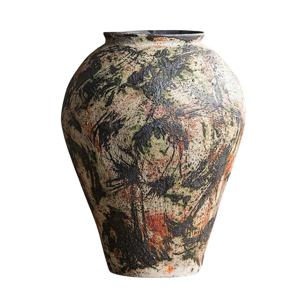 Variant D tall baluster wabi sabi ceramic vase with earthy abstract glaze and sculptural shape