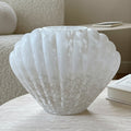 White Patterned Glass Shell Vase
