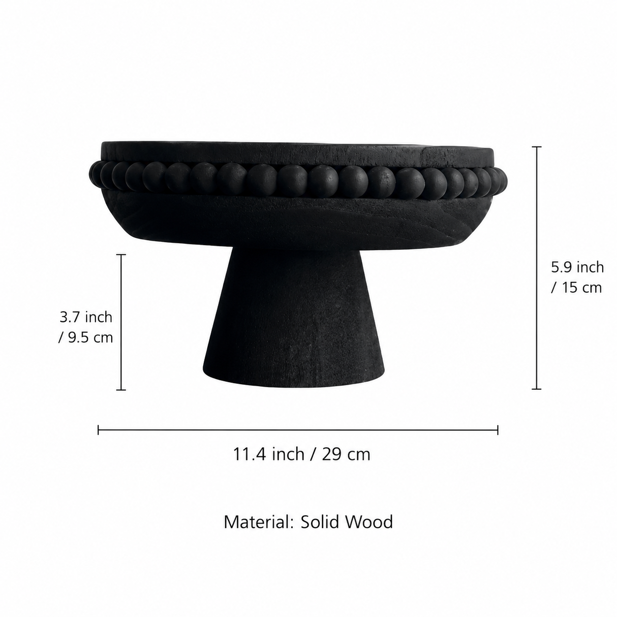 Measurement guide for solid wood beaded pedestal centerpiece bowl