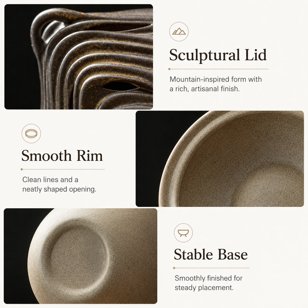 Feature image showing sculptural lid, smooth rim, and stable base of ceramic incense burner