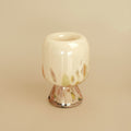 Cream art glass mushroom vase with colorful base