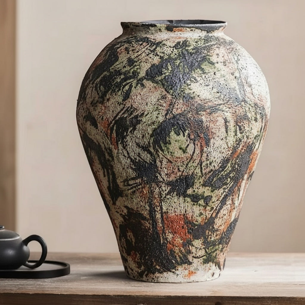 Abstract Glazed Ceramic Baluster Vase