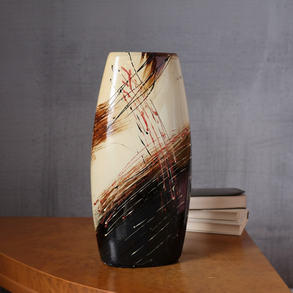 Abstract Glazed Ceramic Tall Vase