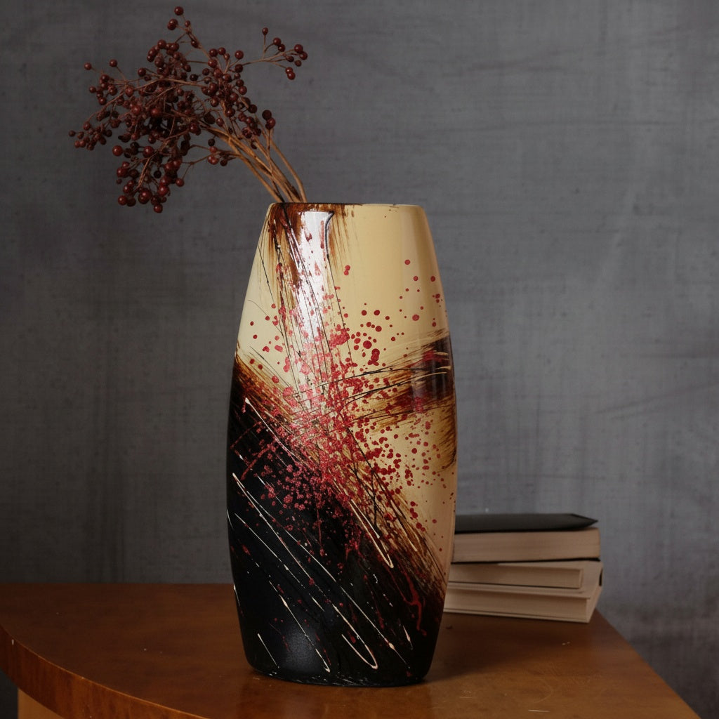 Abstract Glazed Ceramic Tall Vase