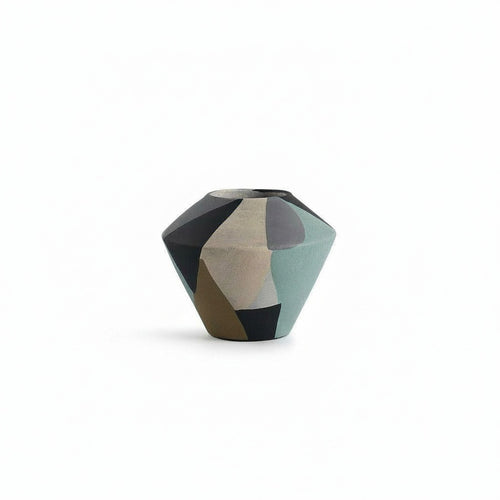 Small abstract painted ceramic geometric vase