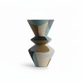 Large tall abstract painted ceramic geometric vase