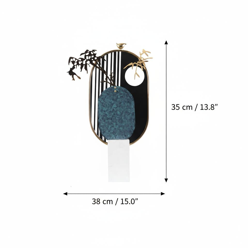 Alloy and marble abstract landscape sculpture vertical view