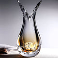 Amber bubble glass vase with split rim detail
