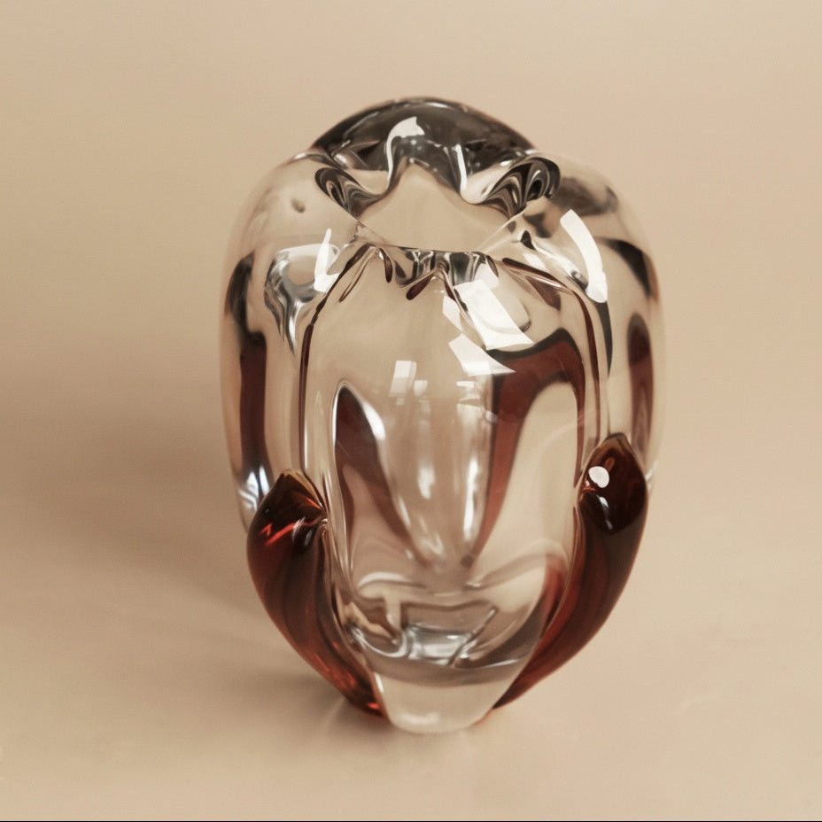 Top down view of organic glass vase rim