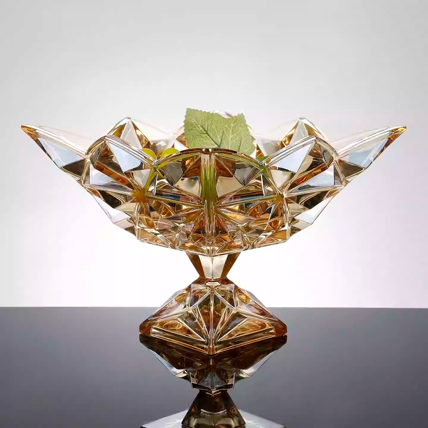 Lifestyle view of crystal bowl holding fruit