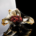 Amber crystal glass centerpiece bowl with fruit