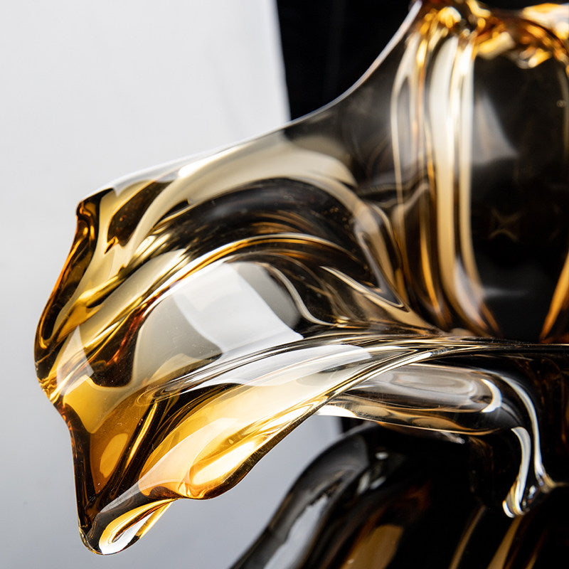 Close up detail of amber crystal glass rim