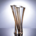 Amber crystal glass twisted vase front view