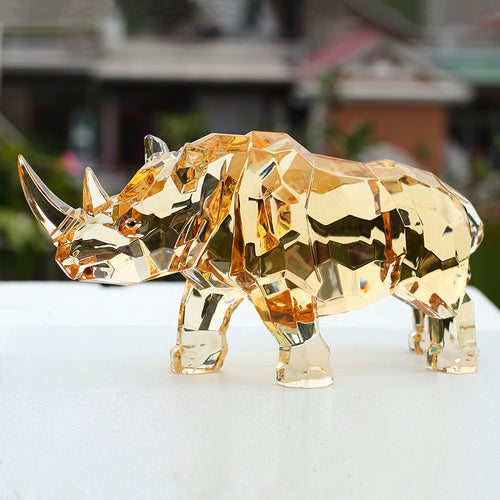Amber crystal rhinoceros sculpture side view