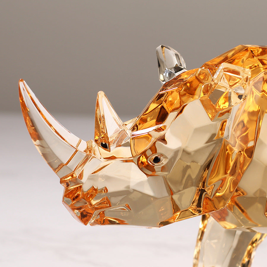 Close up of geometric crystal rhinoceros head detail