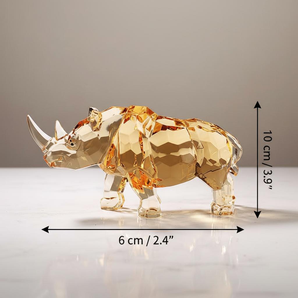 Dimensions of amber crystal rhinoceros figurine