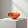 Amber faceted crystal glass centerpiece bowl side view