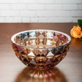 Amber faceted glass centerpiece bowl front view