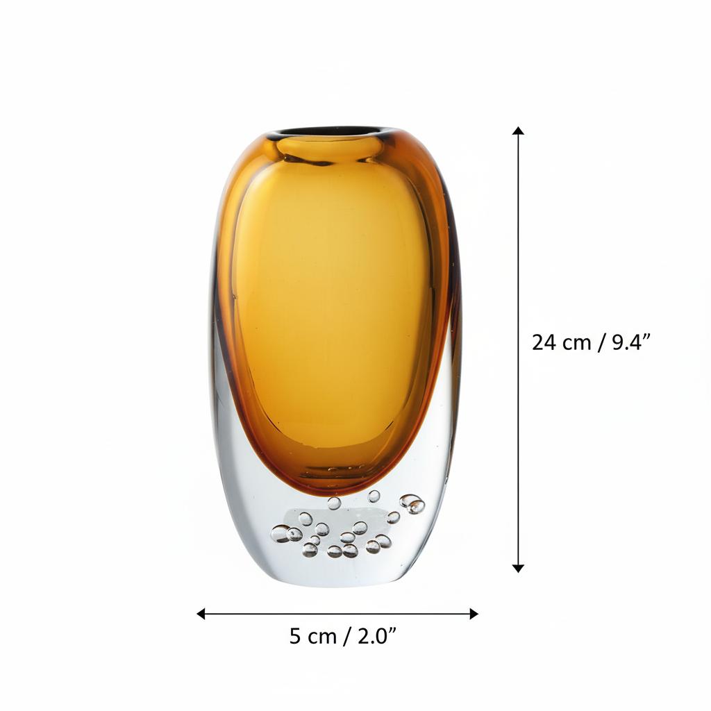 Dimension diagram of tall oval vase