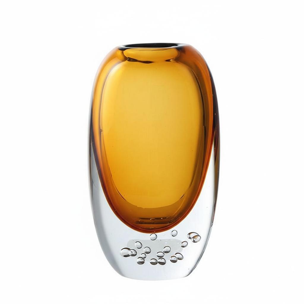 Solo studio shot of tall amber vase