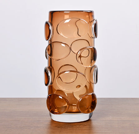 Close up of amber glass bubble texture