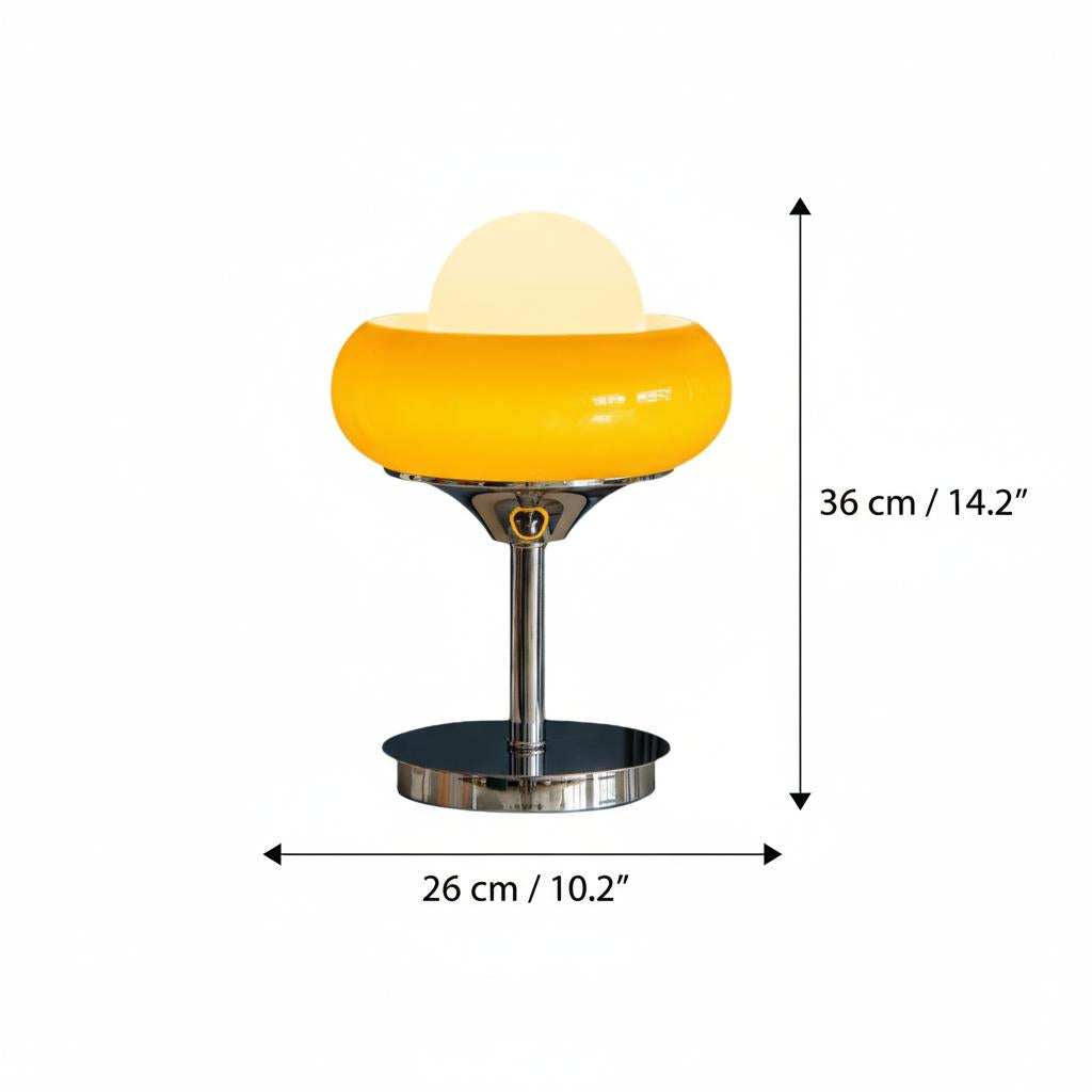 Technical dimensions diagram of the table lamp