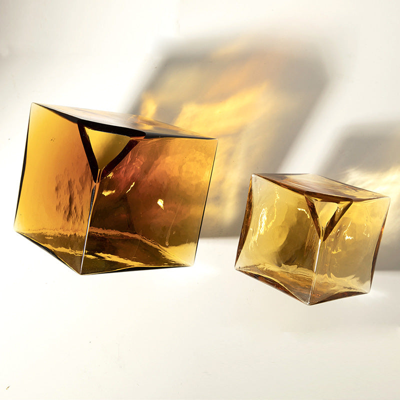 Detail of amber glass refraction and facets