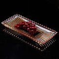 Amber glass serving tray with grapes