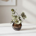 Amber Glass Geometric Vase With Botanicals
