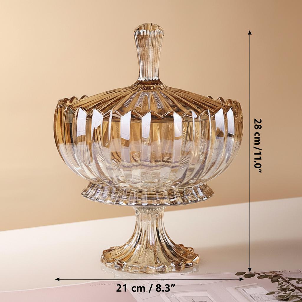 Dimension diagram of amber glass jar