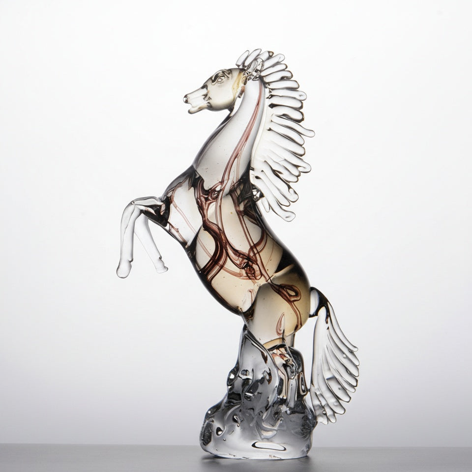 Side view of the dynamic horse sculpture