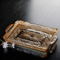 Amber textured glass serving tray with geometric patterns
