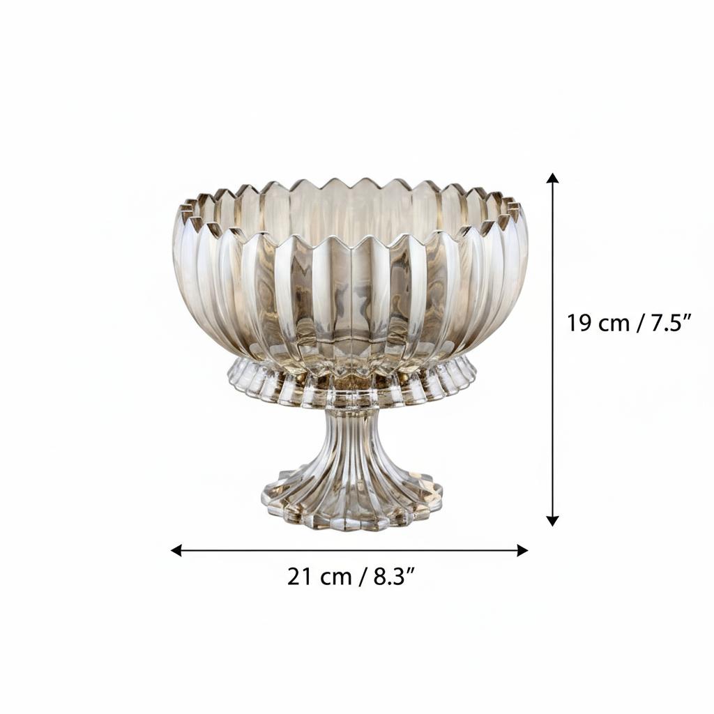 Amber glass ribbed footed centerpiece bowl size chart