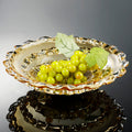 Amber glass bowl with grapes styling