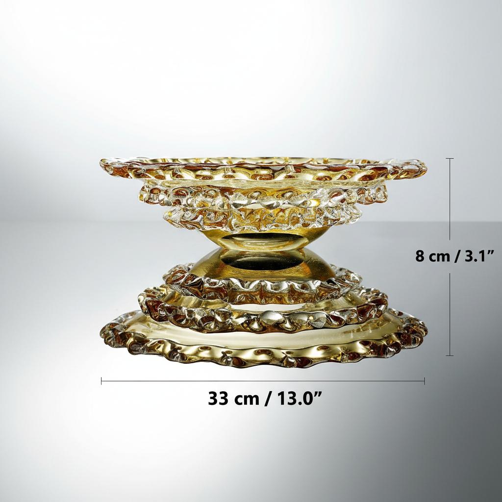 Amber glass bowl dimensions diagram