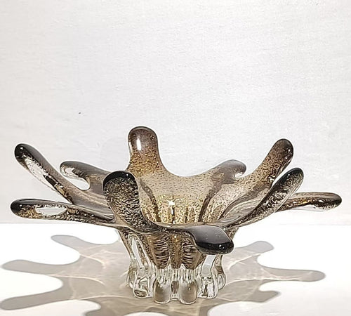 Amber bubble glass splash bowl side view