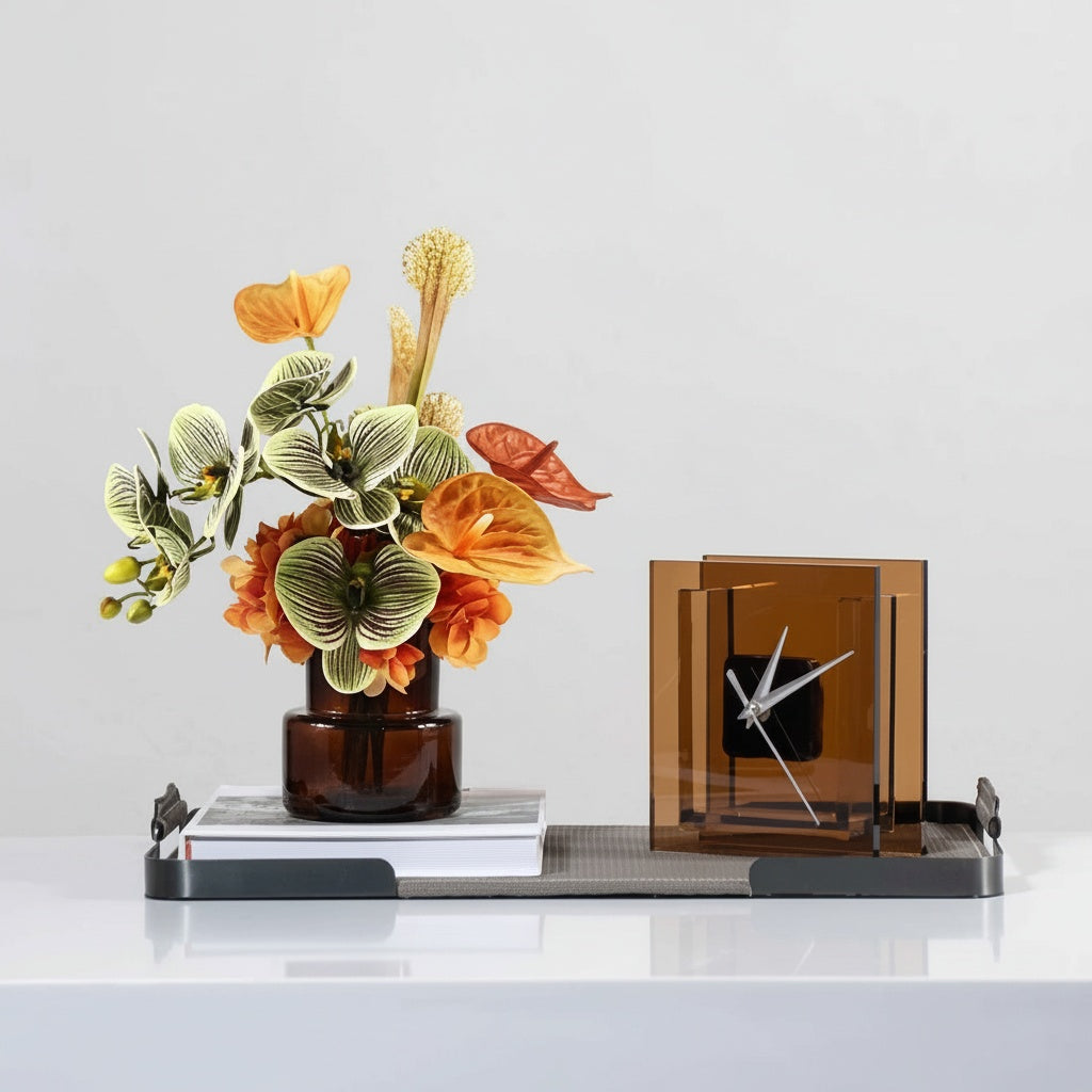 Amber Glass Stepped Botanical Arrangement