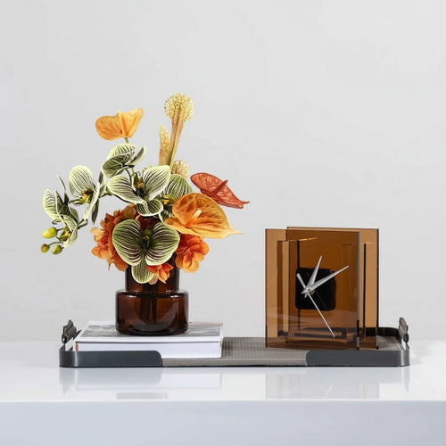 Amber Glass Stepped Botanical Arrangement