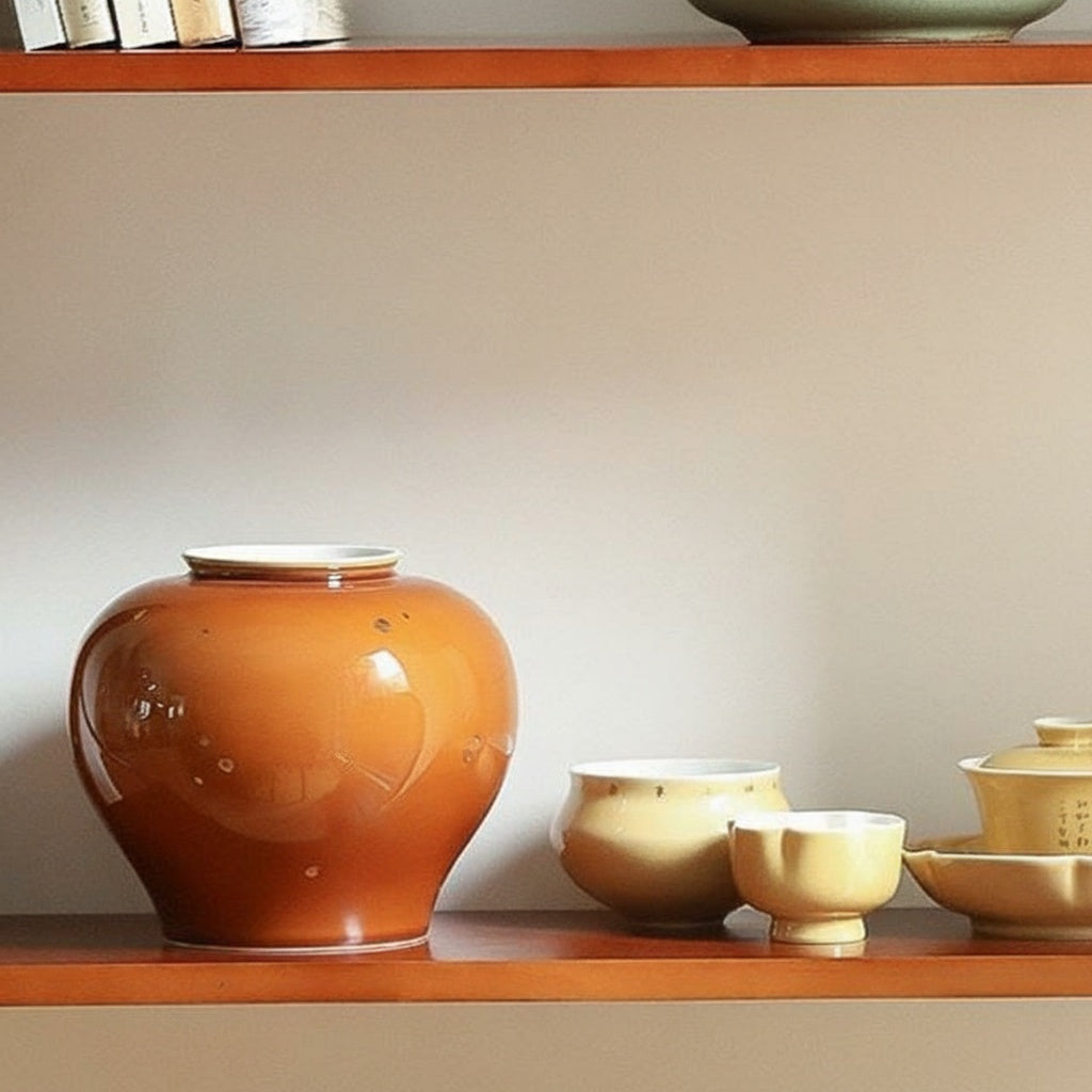 Amber Glaze Ceramic Round Vase