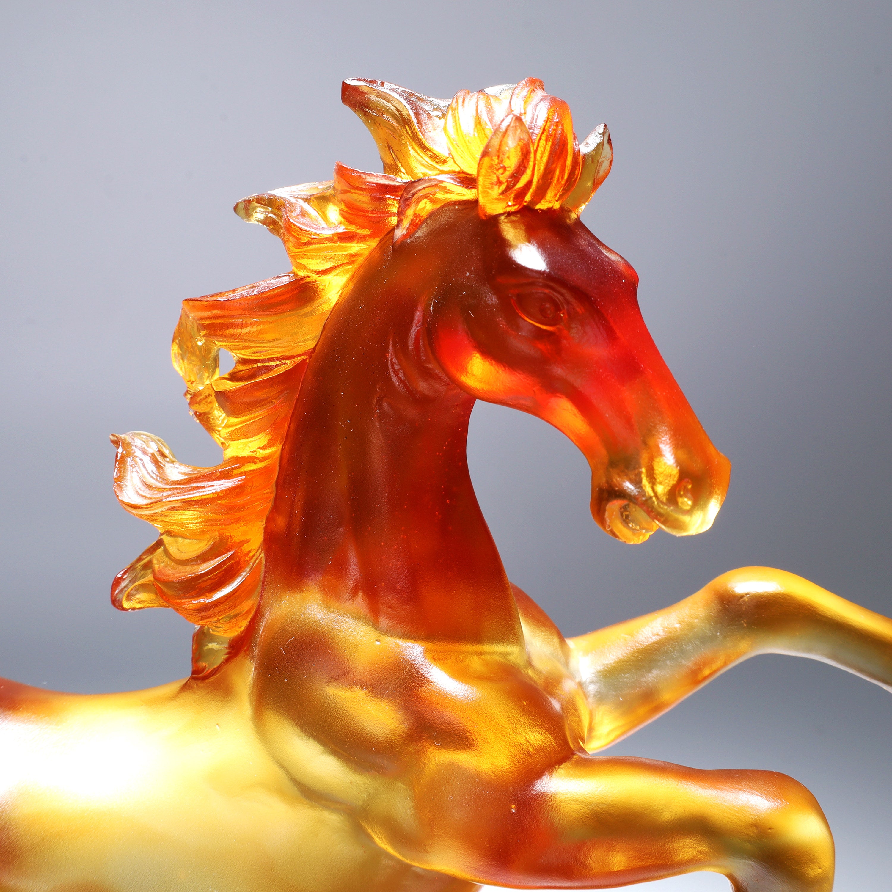 Close up detail of crystal horse head and mane