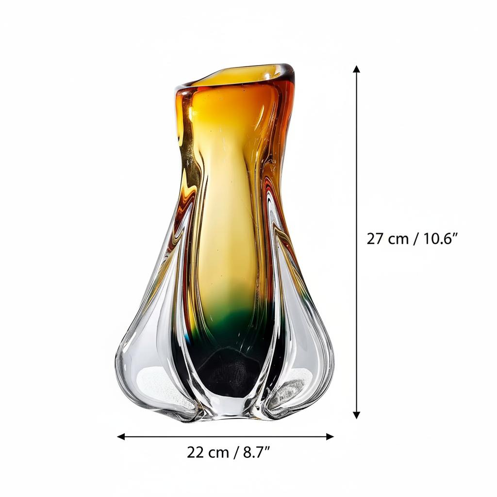 Dimension diagram of the gradient glass vase