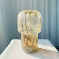 Amber patterned glass mushroom vase front view